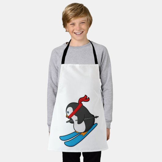 スキーでスキーヤーとしてペンギン エプロン (着用した状態)