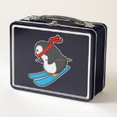 スキーでスキーヤーとしてペンギン メタルランチボックス (正面)