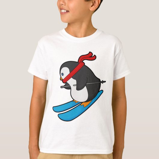 スキーでスキーヤーとしてペンギン Tシャツ (正面)