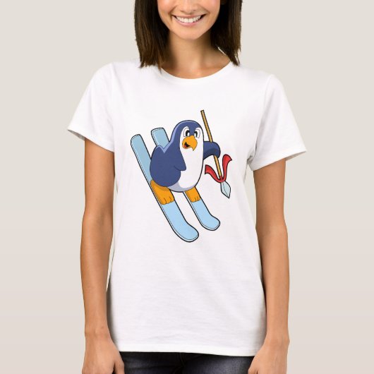 スキーでスキーヤーとしてペンギン Tシャツ (正面)