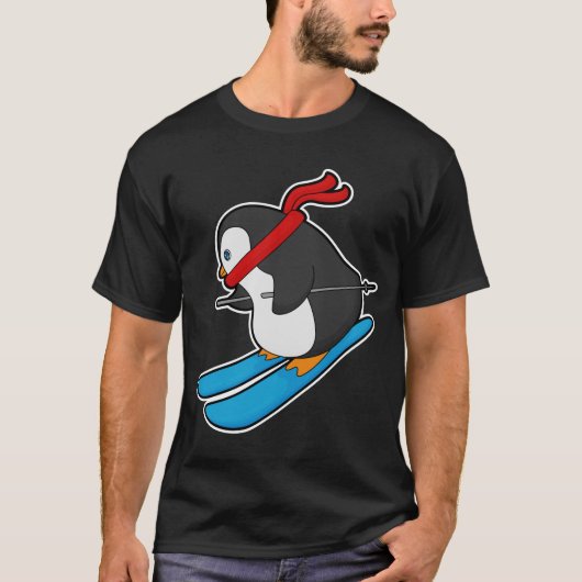 スキーでスキーヤーとしてペンギン Tシャツ (正面)