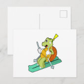 スキーで滑るカメ ポストカード (正面/裏面)