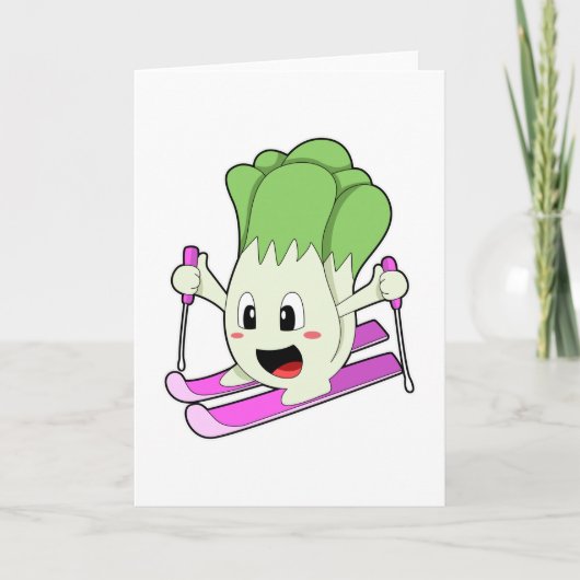 スキーで滑るレタス カード (正面)