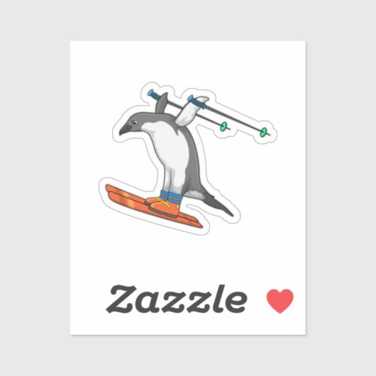 スキーとスキージャンパーのペンギン シール (シート)
