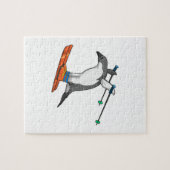 スキーとスキージャンパーのペンギン ジグソーパズル (横)