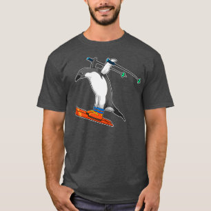 スキーとスキージャンパーのペンギン Tシャツ