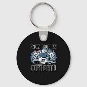 スキーとスノーボードのユーモアあるスキーヤーとスノーボーダー雪だるま キーホルダー