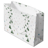 スキーとスノーボードの水色の大きな抱き枕冬 ラージペーパーバッグ (裏面アングル)