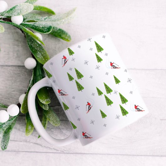 スキーとパインの木のマグ コーヒーマグカップ