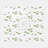 スキーとパインツリーズパーソナライズされたフリースブランケット フリースブランケット (正面(横))