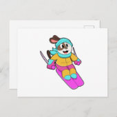 スキーとマフラーをした犬 ポストカード (正面/裏面)