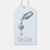 スキーとマーティーニおもしろいスケッチ ギフトタグ (正面)