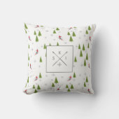 スキーと松の木の極モノグラム クッション (正面)