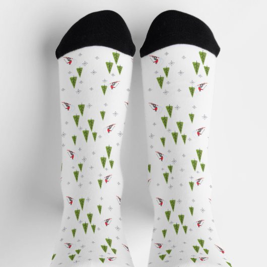 スキーと松 ソックス (上部)