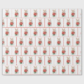 スキーと雪の結晶のクリスマスウサギ ラッピングペーパー (フラット)