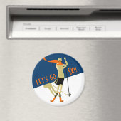 スキーに行こう！ヴィンテージデザインスキーヤー マグネット (インサイチュ (食洗機))