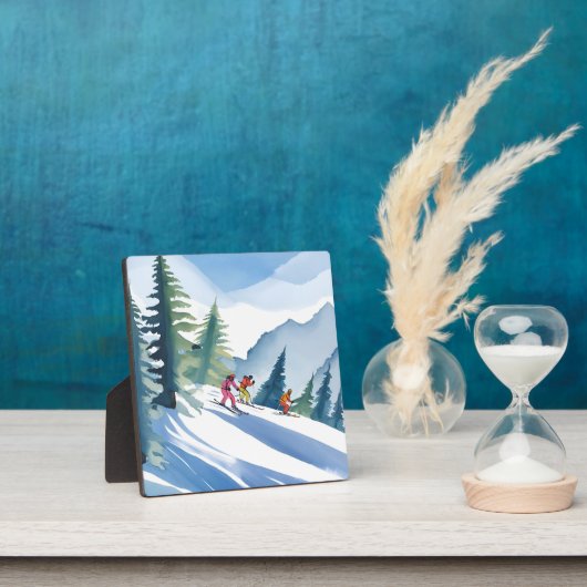 スキーに行こう | 冬の水の絵を描色 フォトプラーク (インサイチュ)