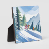 スキーに行こう | 冬の水の絵を描色 フォトプラーク (正面)