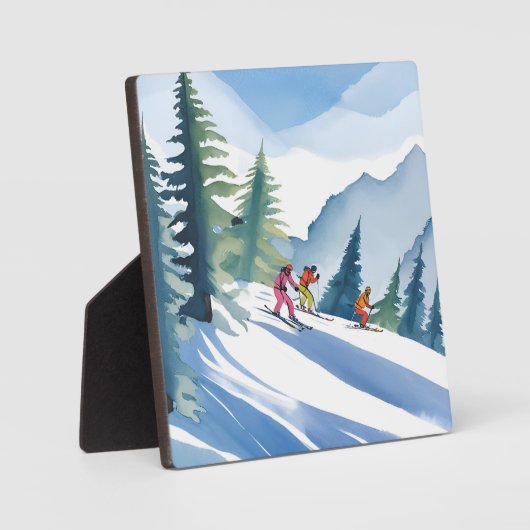 スキーに行こう | 冬の水の絵を描色 フォトプラーク (正面)