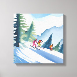 スキーに行こう | 冬の水彩 キャンバスプリント