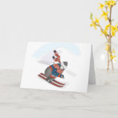 スキーのゴリラのクリスマスカード カード (黄色い花)