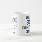 スキーのジョーク。人は下り坂になった コーヒーマグカップ (中央)