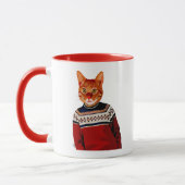 スキーのセーターの猫2 マグカップ (左)