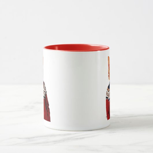 スキーのセーターの猫2 マグカップ (中央)