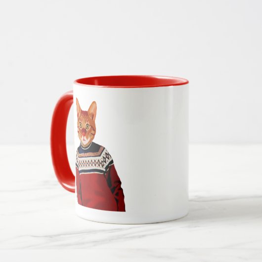 スキーのセーターの猫2 マグカップ (正面左)