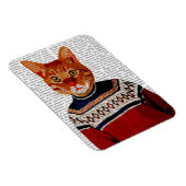 スキーのセーターの猫2 マグネット (右側)