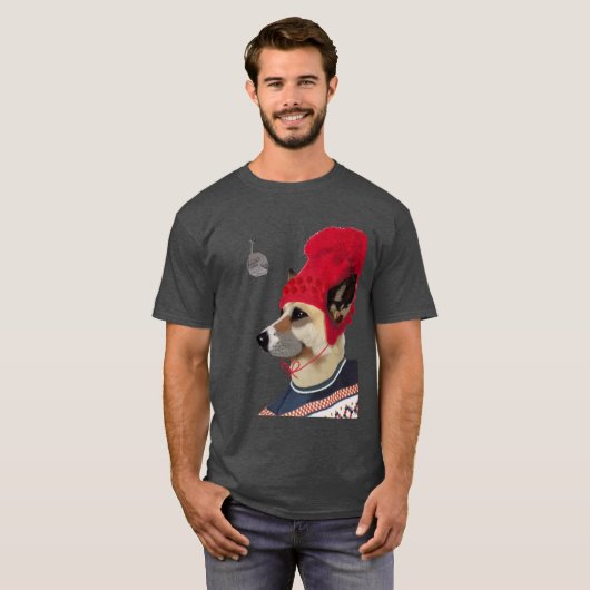 スキーのセーターを着た犬 Tシャツ (正面フル)