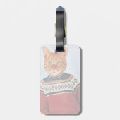 スキーのセーターを着た猫 ラゲッジタグ (裏面縦)