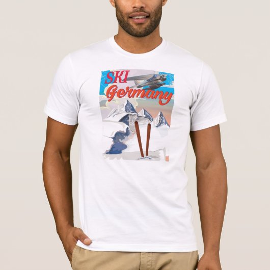 スキーのドイツのヴィンテージ旅行ポスター Tシャツ (正面)