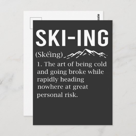 スキーのユーモアのスキーのおもしろい冬のスポーツジョーク ポストカード (正面/裏面)