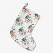 スキーのレトロの雪だるま スモールクリスマスストッキング (正面 (吊り時))