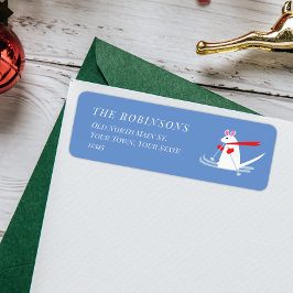 スキーの上の可愛いマウスMr. Mouski ラベル