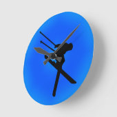 スキーの夢 ラウンド壁時計 (傾斜)