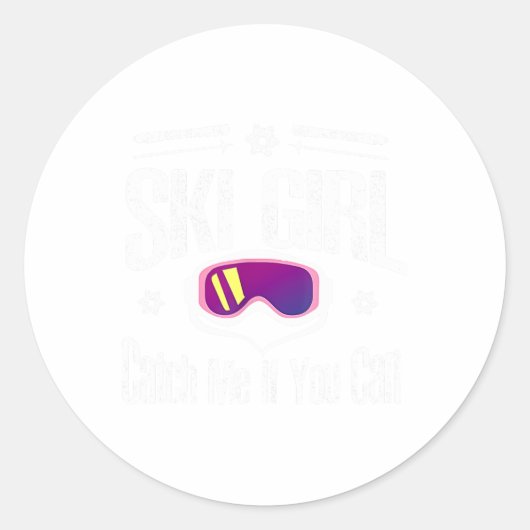 スキーの女の子が私をキャッチもしできる ラウンドシール (正面)