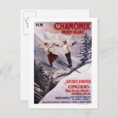 スキーの宣伝ポスター ポストカード (正面/裏面)