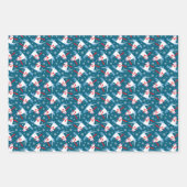 スキーの小さなかわいいネズミがクリスマススノー ラッピングペーパーシート (正面3)