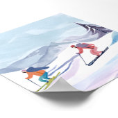 スキーの日 | 水彩冬の山 ポスター (角)