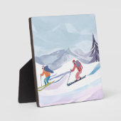 スキーの日 | 水彩冬山の絵 フォトプラーク (正面)