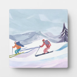 スキーの日 | 水彩冬山絵を描の フォトプラーク