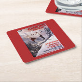 スキーの昇進ポスター スクエアペーパーコースター (アングル)