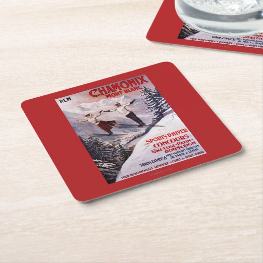 スキーの昇進ポスター スクエアペーパーコースター (アングル)