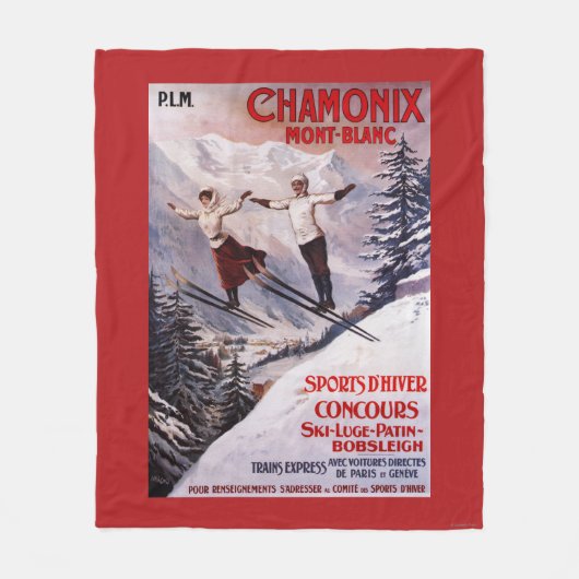 スキーの昇進ポスター フリースブランケット (正面)