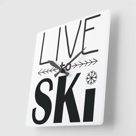 スキーの時計に生きる スクエア壁時計 (傾斜)