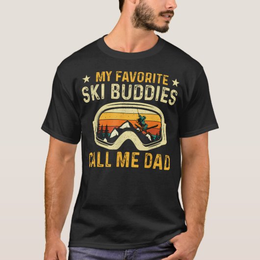 スキーの相棒は子供達 - スキーヤー Tシャツ (正面)