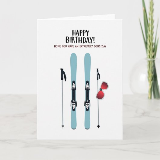 スキーの誕生日カード カード (正面)