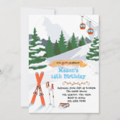 スキーの誕生日パーティーの招待 招待状 (正面)
